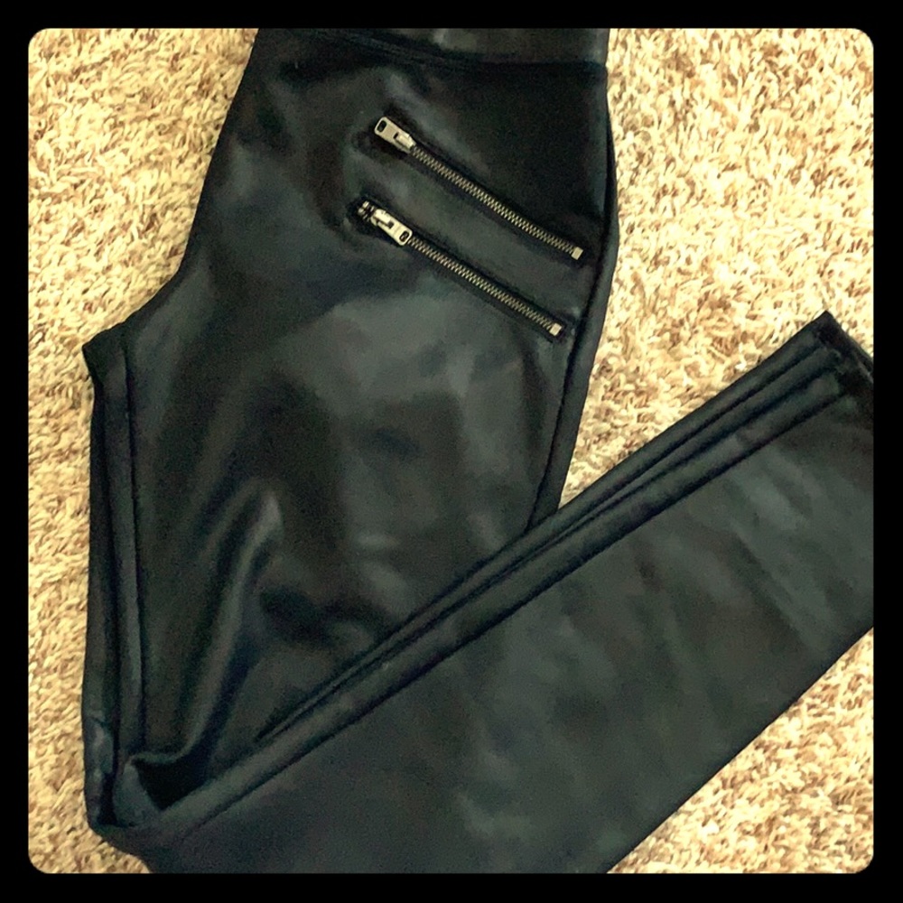 Express Faux Leather Leggings with Zippers